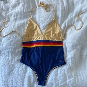Aviator Nation Rocker swimsuit gold/blue size M. Never worn.
